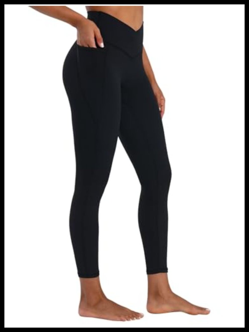 Sunzel No Front Seam Crossover Waist Workout Leggings with Pockets 25" Inseam